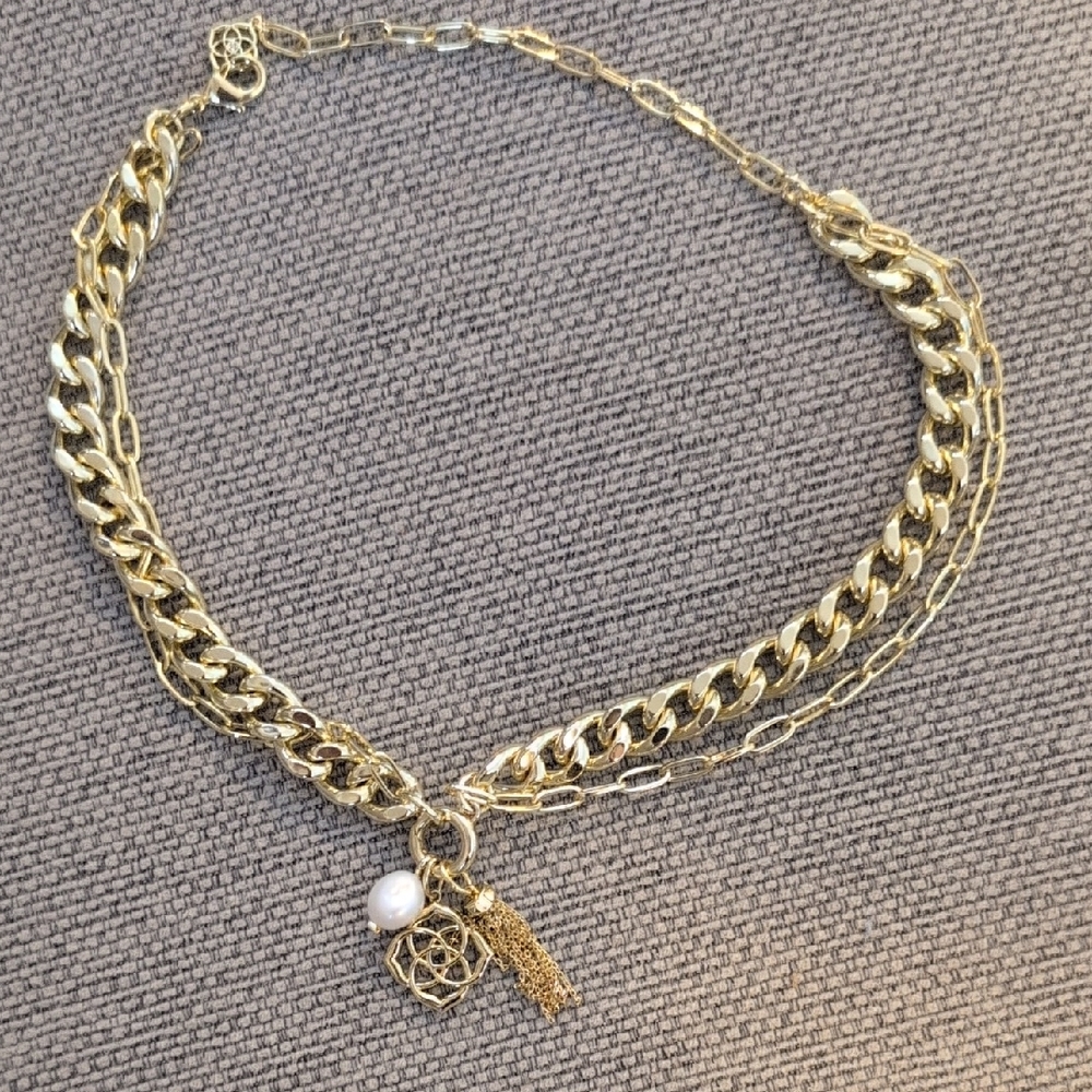 Kendra Scott Everleigh Gold Chain Necklace with Pearl Charm